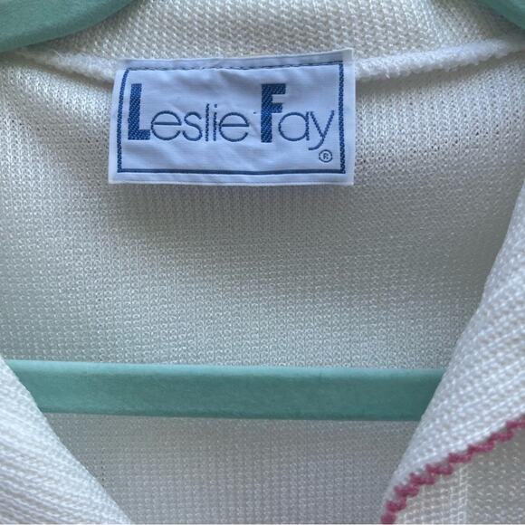 Vtg Knit Feminine Dainty Floral Embroidered Cottage Tennis Core Coquette Dress M - Picture 9 of 11